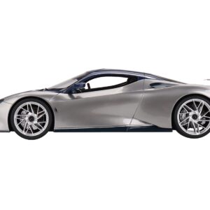 2019 Automobili Pininfarina Battista Argento Liquido Silver Metallic with Blu del Re Blue Top “US Launch Edition” 1/18 Model Car by Top Speed