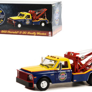 1969 Chevrolet C-30 Dually Wrecker Tow Truck “Chevrolet Super Service” Yellow and Blue 1/18...