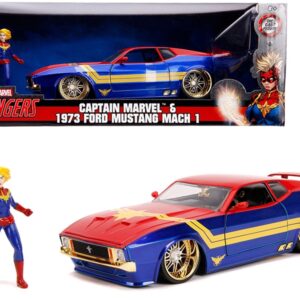 1973 Ford Mustang Mach 1 with Captain Marvel Diecast Figurine “Avengers” “Marvel”...