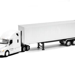 Freightliner Cascadia Truck White with White Container “Transporter” Series 1/32 Diecast...