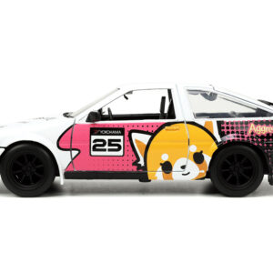 1986 Toyota Trueno (AE86) RHD (Right Hand Drive) #25 White with Graphics and Aggretsuko Diecast Figure...