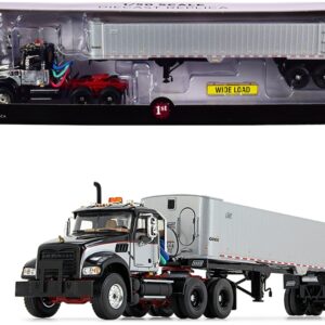 Mack Granite MP Tandem-Axle Day Cab with East Genesis End Dump Trailer Black and Silver 1/50 Diecast...