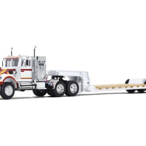 Western Star 4900 with 36″ Vintage Flat Top Sleeper and Rogers Vintage Lowboy Trailer White with...
