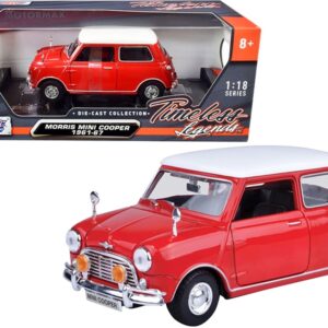 1961-1967 Morris Mini Cooper Red with White Top “Timeless Legends” 1/18 Diecast Model Car...