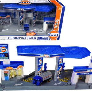 “Gulf” Electronic Gas Station Diorama with Light and Sound and Tanker Truck 1/64 Model by...