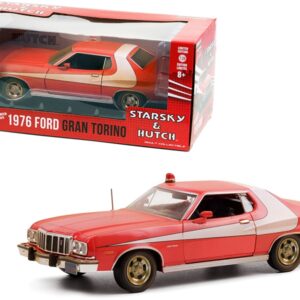1976 Ford Gran Torino Red with White Stripe (Weathered Version) “Starsky and Hutch” (1975-1979)...