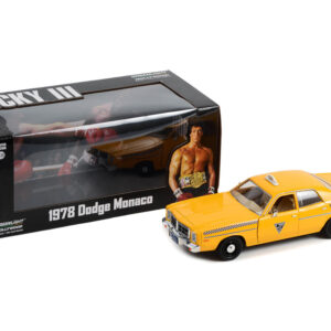 1978 Dodge Monaco Taxi “City Cab Co.” Yellow “Rocky III” (1982) Movie 1/24 Diecast...
