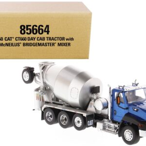 CAT Caterpillar CT660 Day Cab Tractor with McNeilus Concrete Mixer Truck Blue Metallic 1/50 Diecast Model...