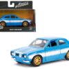 Brian’s Ford Escort Light Blue with White Stripes “Fast & Furious” Movie 1/32 Diecast Model Car by Jada