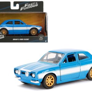 Brian’s Ford Escort Light Blue with White Stripes “Fast & Furious” Movie 1/32 Diecast...
