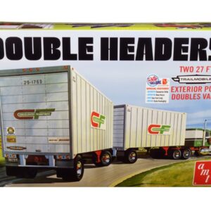 Skill 3 Model Kit Trailmobile Double Header Tandem Van Trailers 1/25 Scale Model by AMT