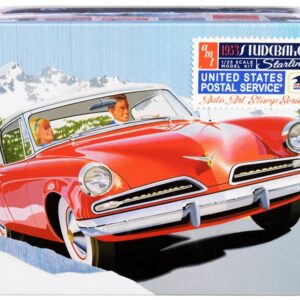 Skill 2 Model Kit 1953 Studebaker Starliner with “USPS” (United States Postal Service) Themed Collectible Tin Box 3-In-1 Kit 1/25 Scale Model by AMT