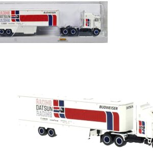 1980 Kenworth K-100 COE Aerodyne Transporter White “Datsun Racing” 1/87 (HO) Scale Model...