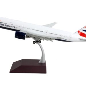 Boeing 777-200ER Commercial Aircraft with Flaps Down “British Airways” White with Striped Tail “Gemini 200” Series 1/200 Diecast Model Airplane by GeminiJets