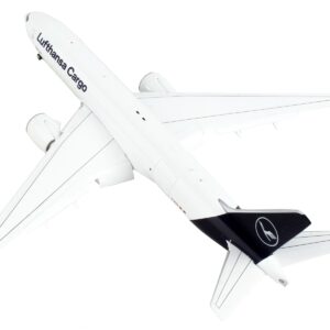 Boeing 777F Commercial Aircraft with Flaps Down “Lufthansa Cargo” White with Dark Blue Tail...
