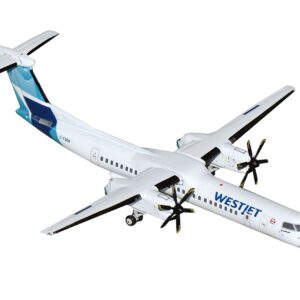 Bombardier Q400 Commercial Aircraft “WestJet” (C-FOEN) White with Blue Tail 1/400 Diecast...