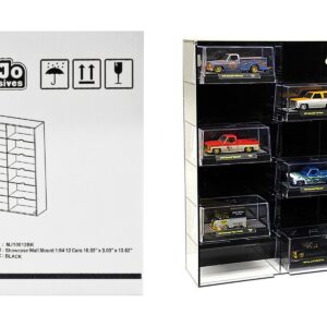 Showcase 12 Car Display Case Wall Mount with Black Back Panel and Extra Space “Mijo Exclusives”...