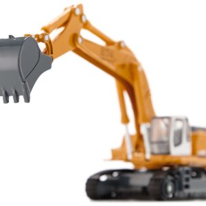Heavy Haulage Flatbed Transporter Blue and Liebherr 974 Litronic Excavator Yellow 1/87 (HO) Diecast Models...